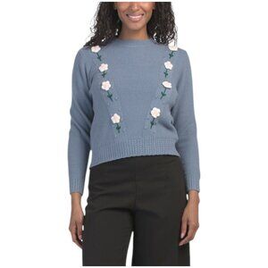 NANCY YANG Floral Mock Neck Sweater
